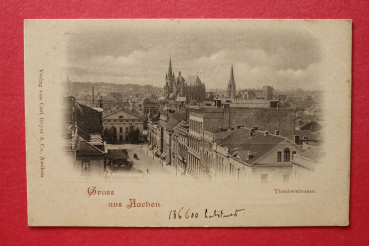 Postcard PC Aachen 1900 Theatre street Town architecture NRW